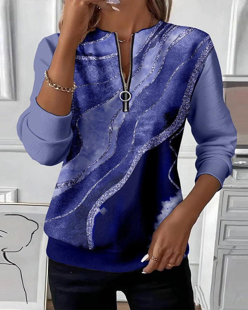 Sweat-Shirt À Demi-Zip Avec Imprimé Vintage