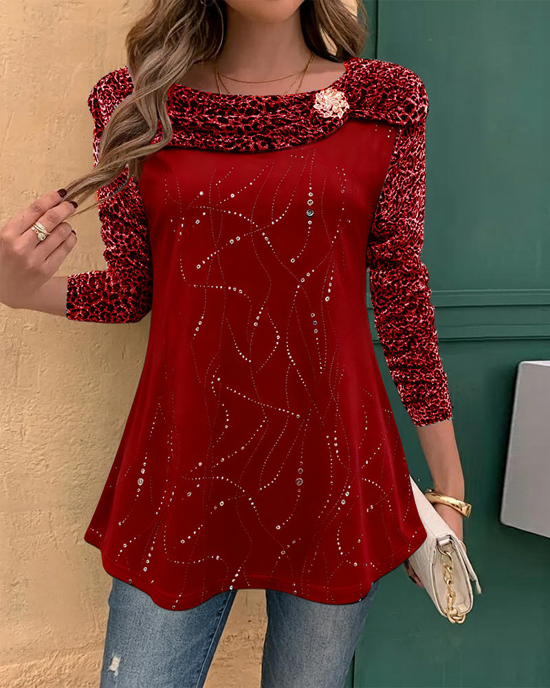 Haut À Manches Longues À Imprimé Léopard