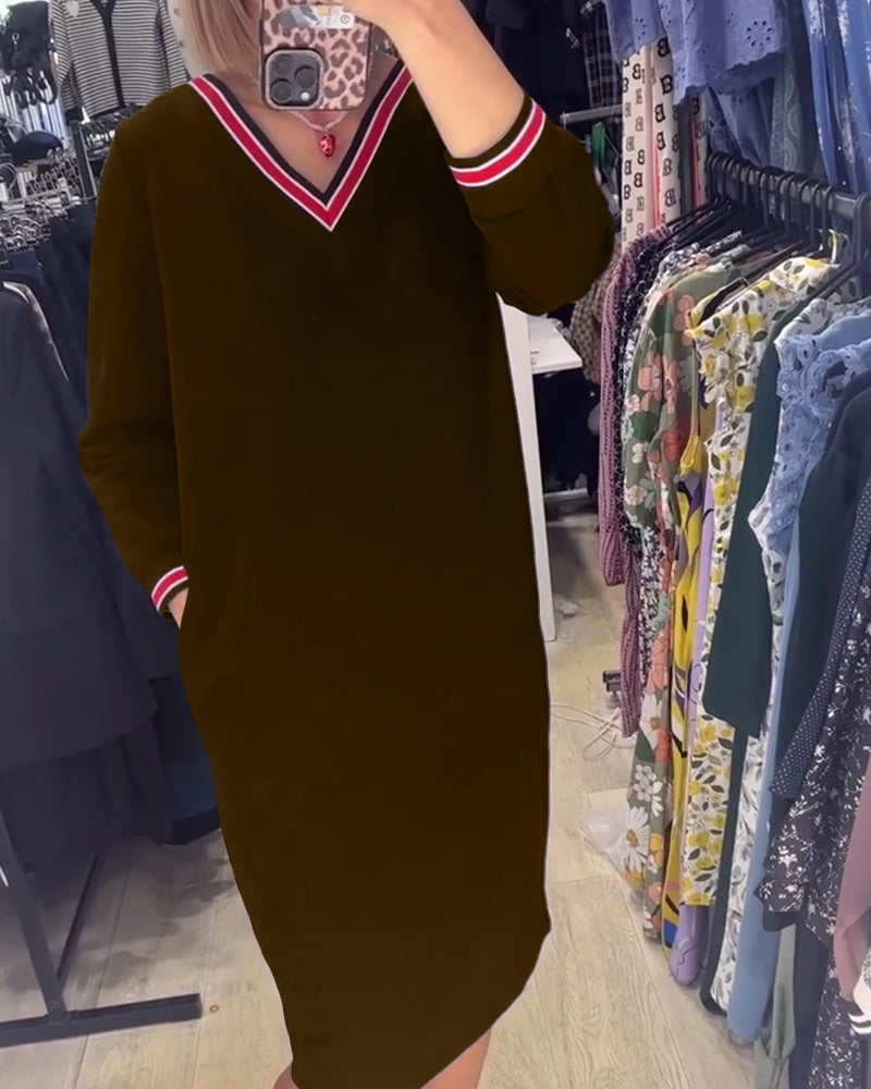 Robe col V avec poches