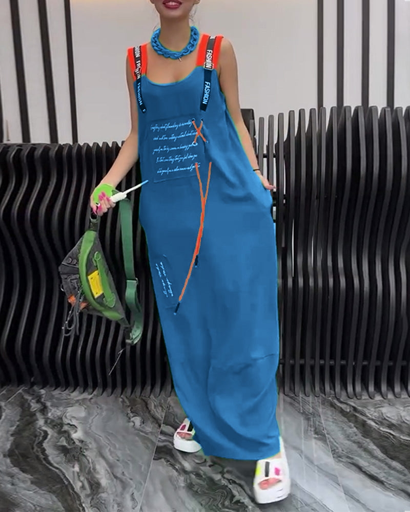 Robe Sans Manches Imprimé Lettre Personnalisé