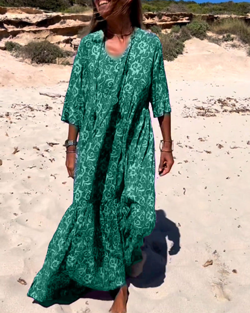 Robe imprimée ample à manches 3/4