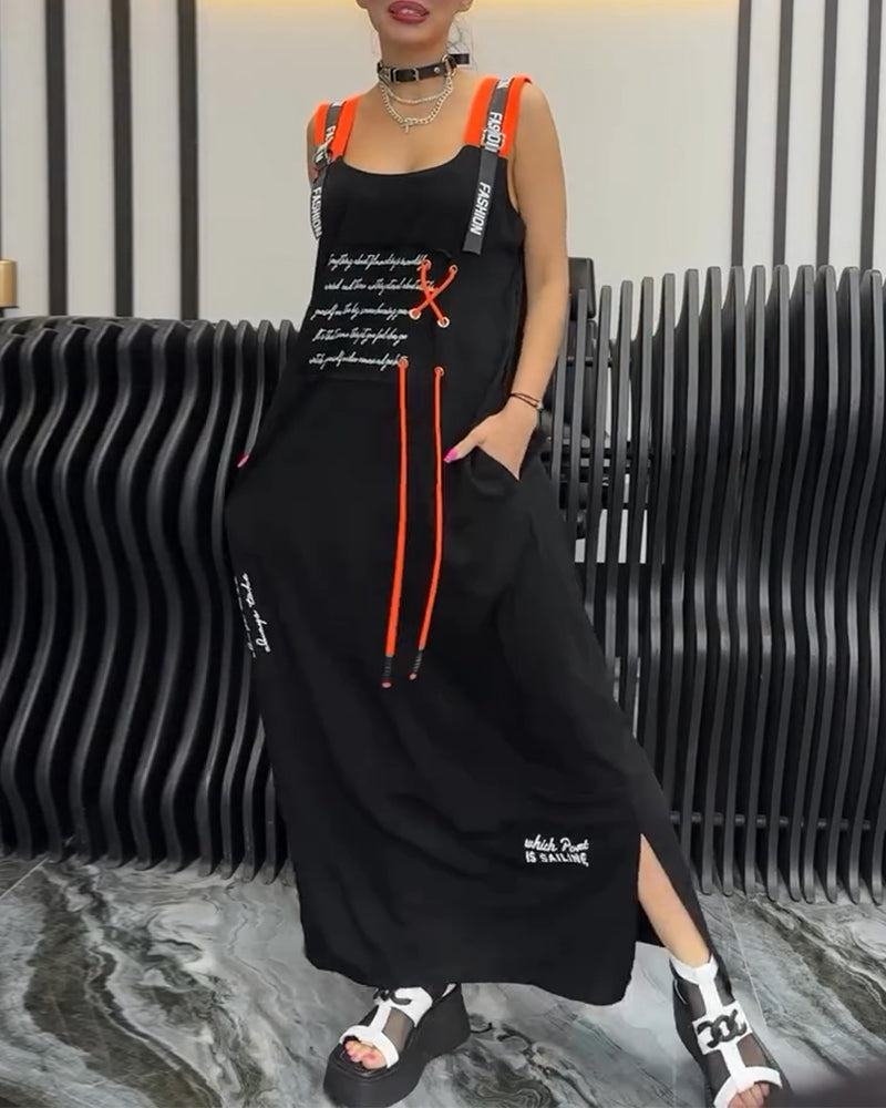 Robe Sans Manches Imprimé Lettre Personnalisé