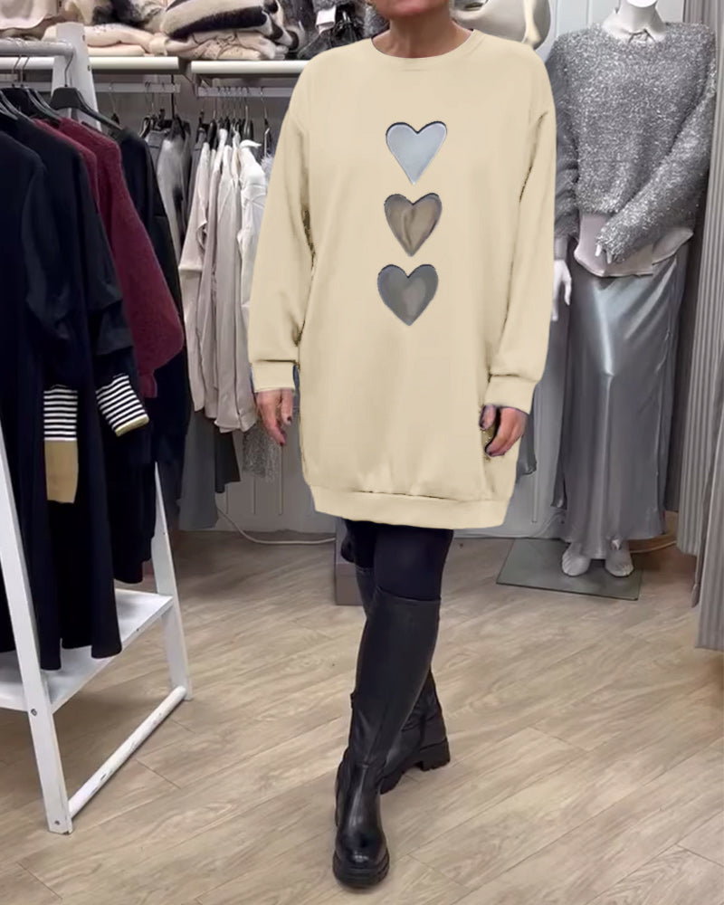 Robe Shift Cœur Motif Casual
