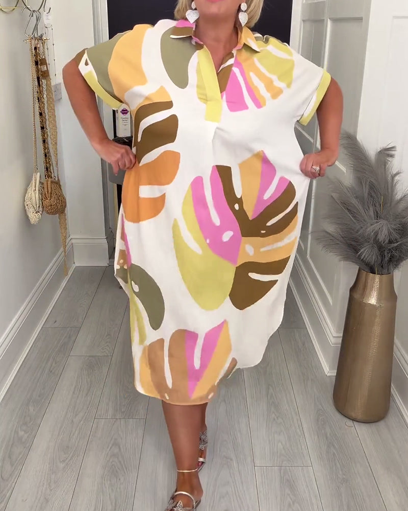 Robe Revers Loose Imprimé Chemise
