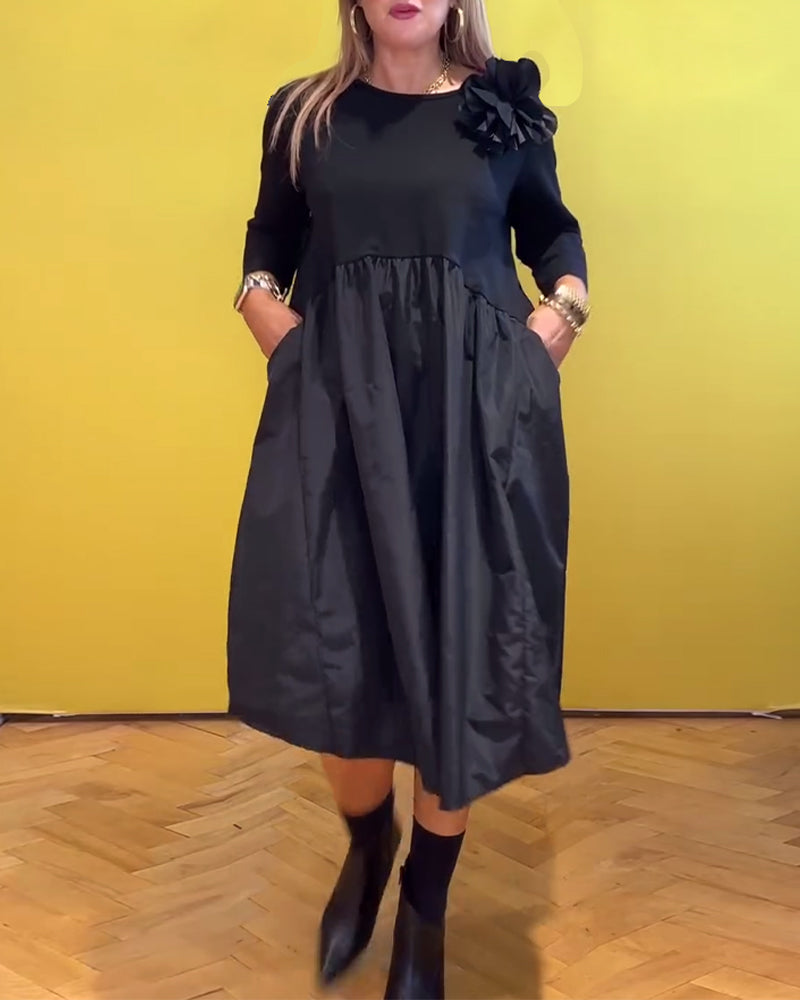 Robe décontractée de couleur unie à col rond