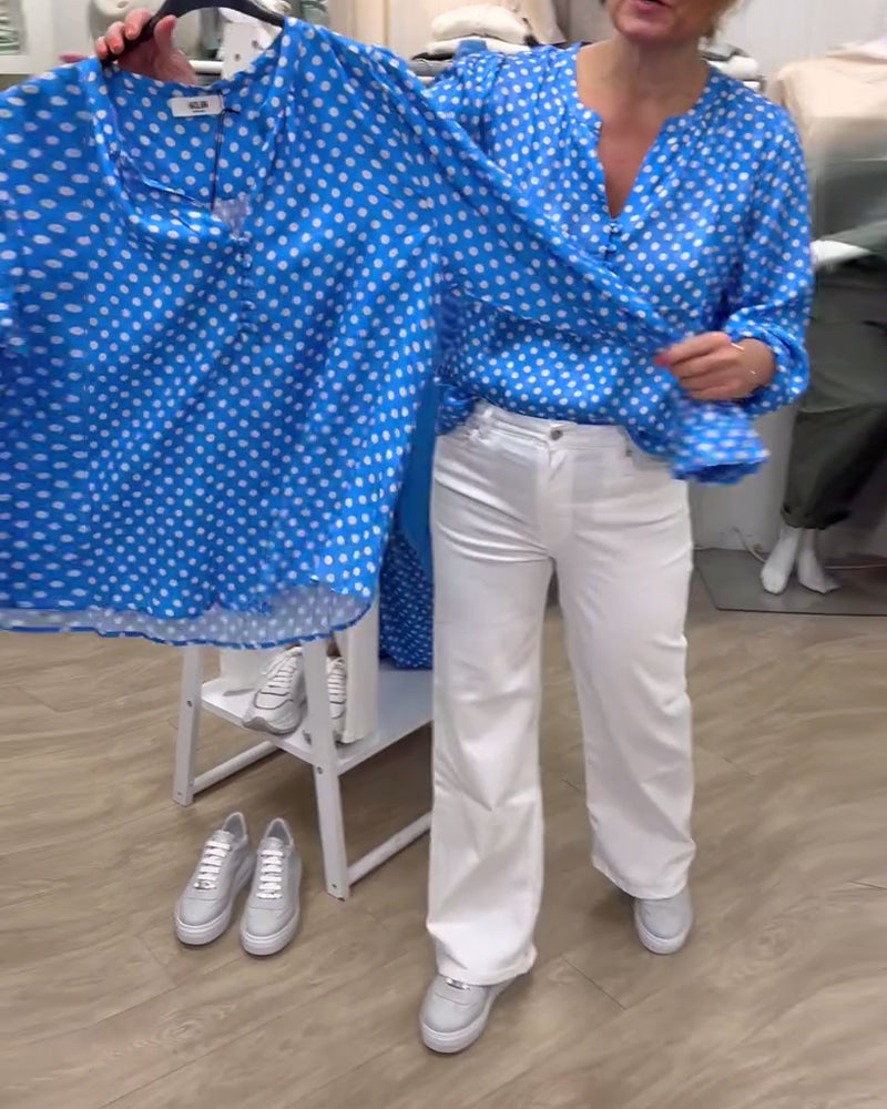 Blouse Manches Longues Col Montant Imprimée