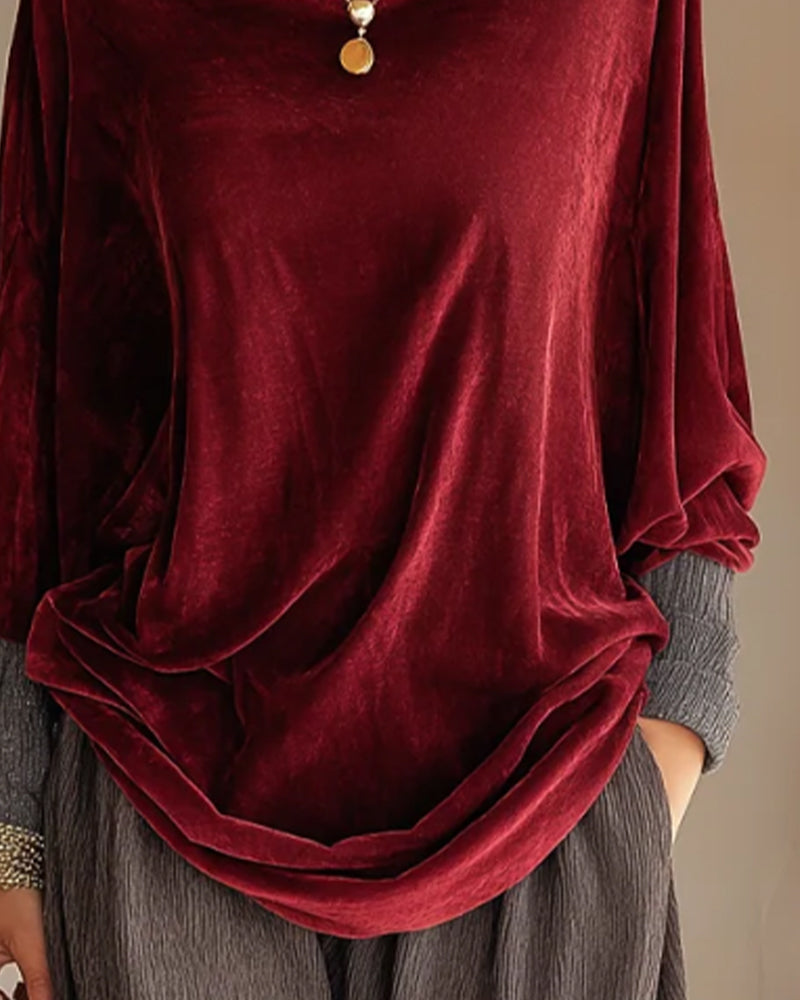Blouse Col Drapé Décontractée