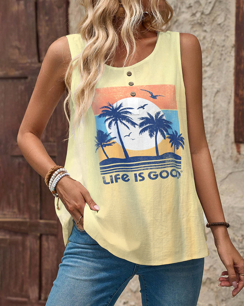 Tank Sleeveless Simple Printed