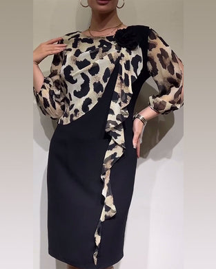 Robe patchwork imprimé léopard