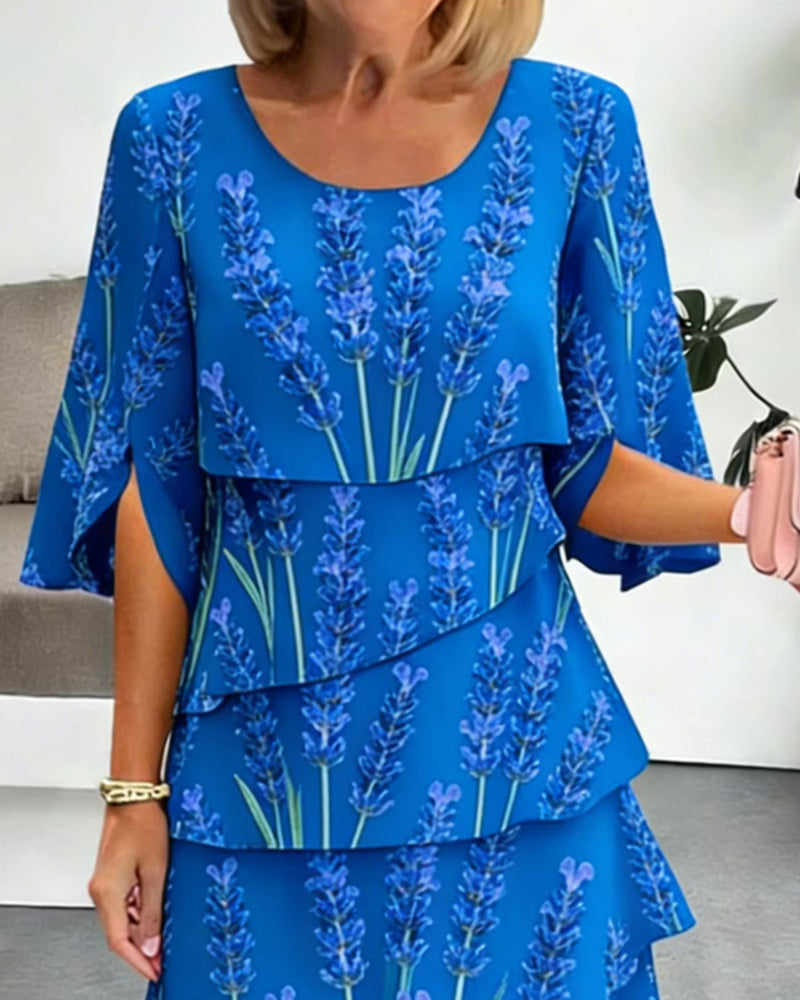 Robe Imprimé Lavande Superposée