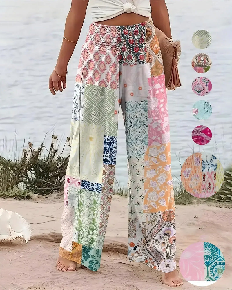 Pantalon Décontracté Taille Haute Imprimé
