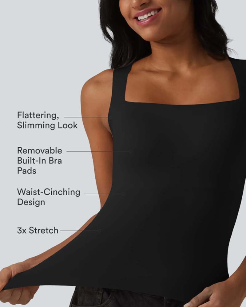 Débardeur Unie Col Carré Soutien-Gorge Intégré