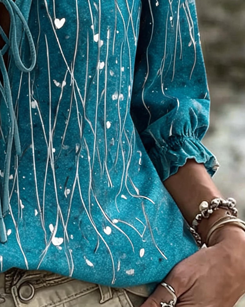 Blouse Cœur Ligne Placement Imprimé Cravate