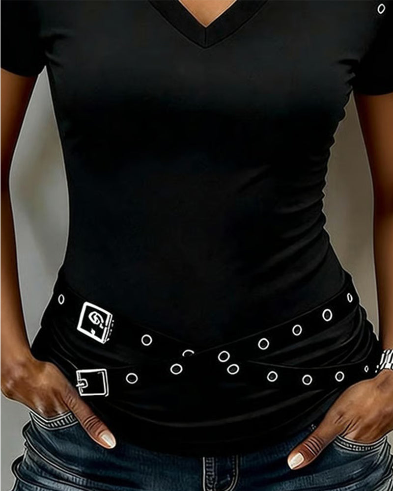 T-Shirt Sangle Croisée Évidé Coupe Slim