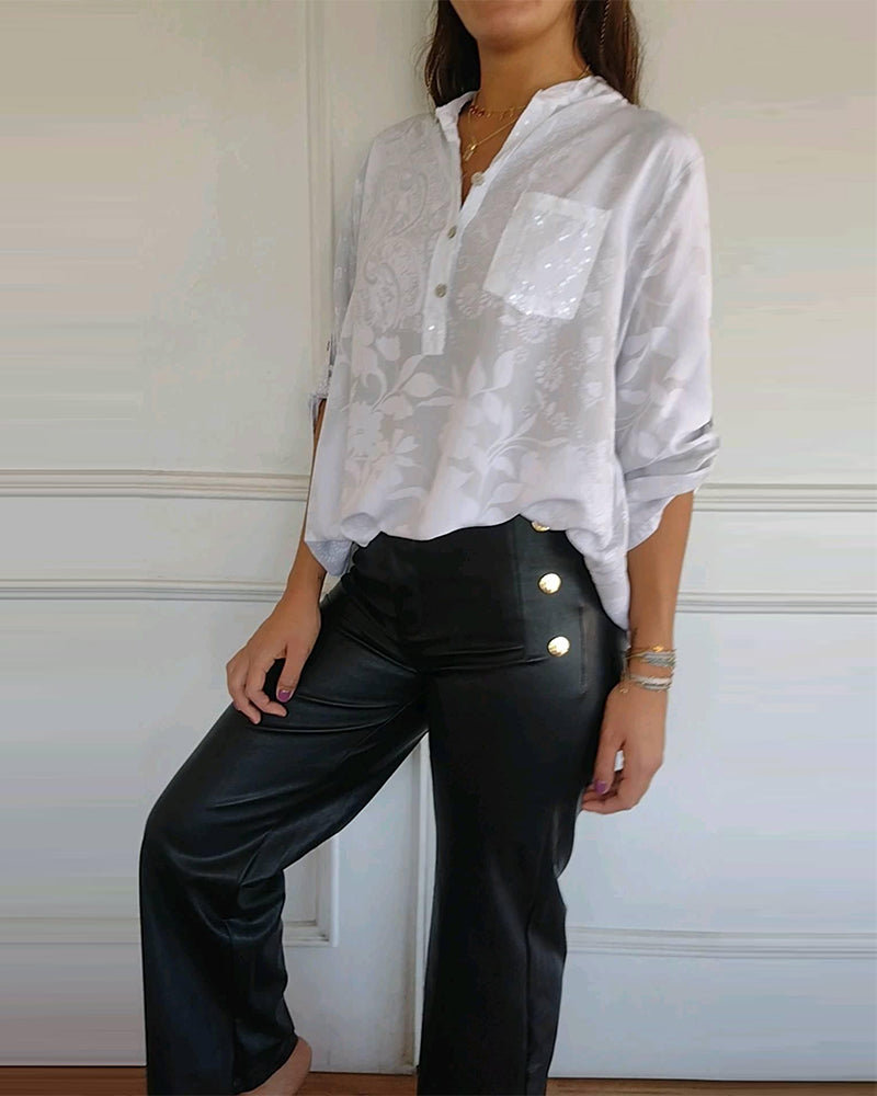 Haut élégant de couleur unie avec poche boutonnée