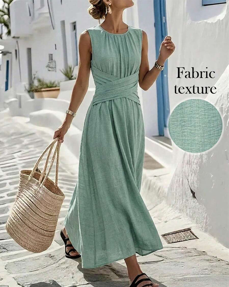 Robe Croisement Taille Sans Manches
