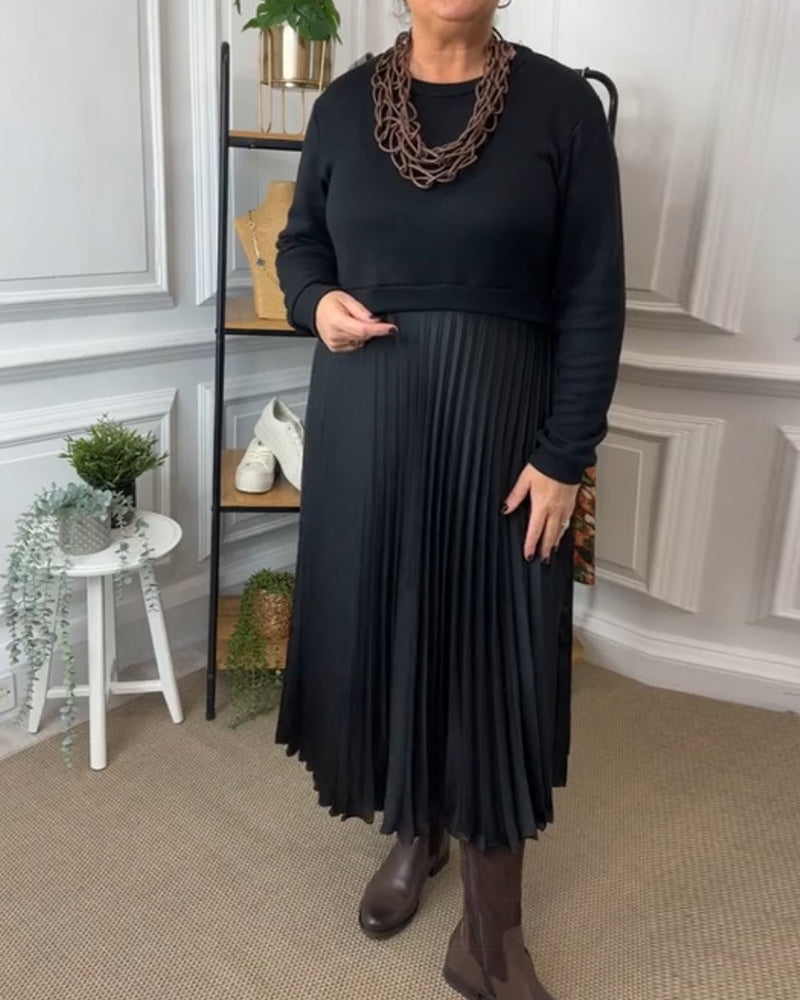 Robe élégante en patchwork avec encolure ronde