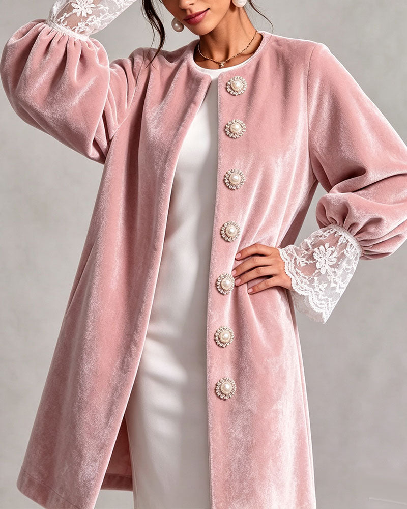 Veste Patchwork Manche Bouton Tendance