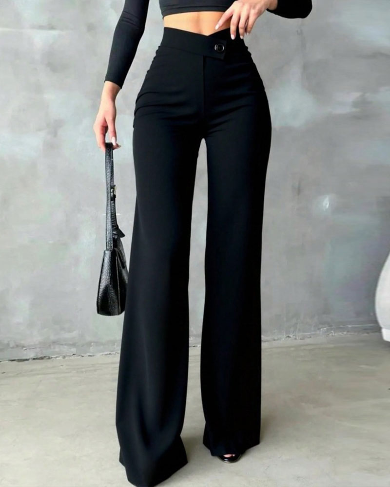Pantalon De Costume Taille Haute Drapé