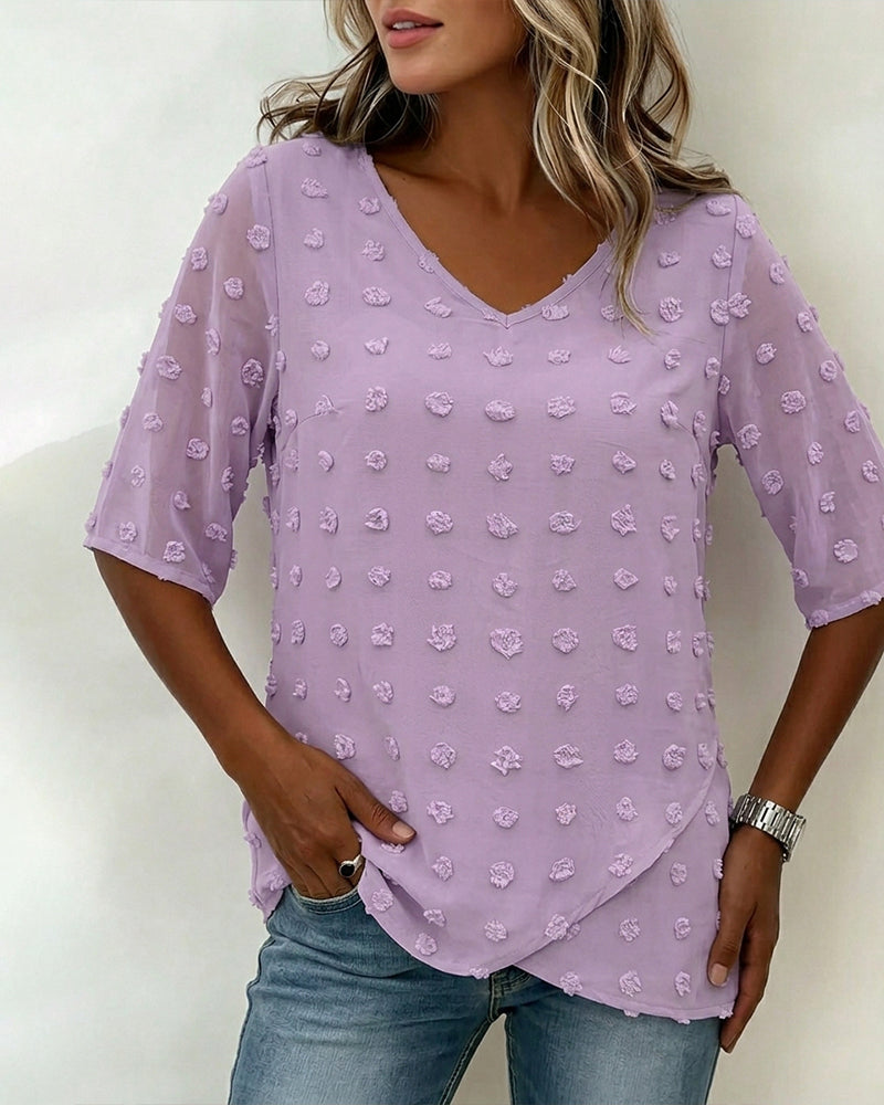 Blouse Décontractée Col V Uni