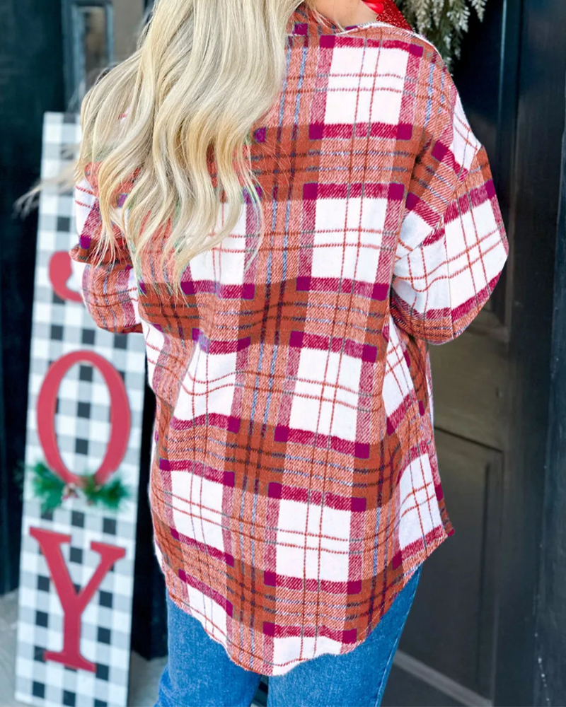 Manteau À Carreaux Laine Chemise Décontractée