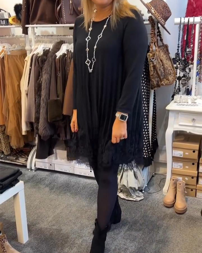 Robe Ample À Col Rond Et Plissés