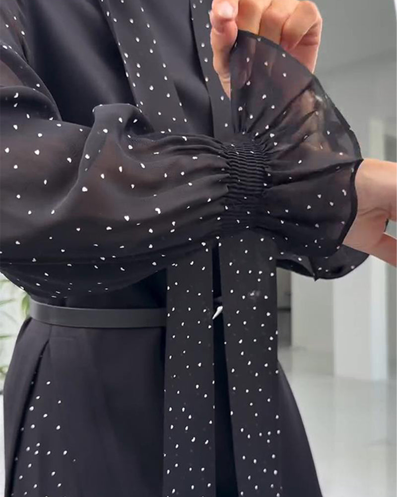 Robe Patchwork Effet Faux Deux-Pièces Avec Dentelle Et Ruban