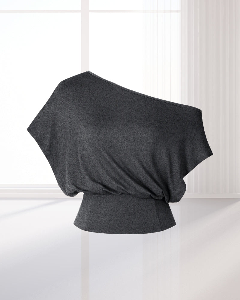 T-Shirt Ourlet Asymétrique Ajusté Chauve-Souris
