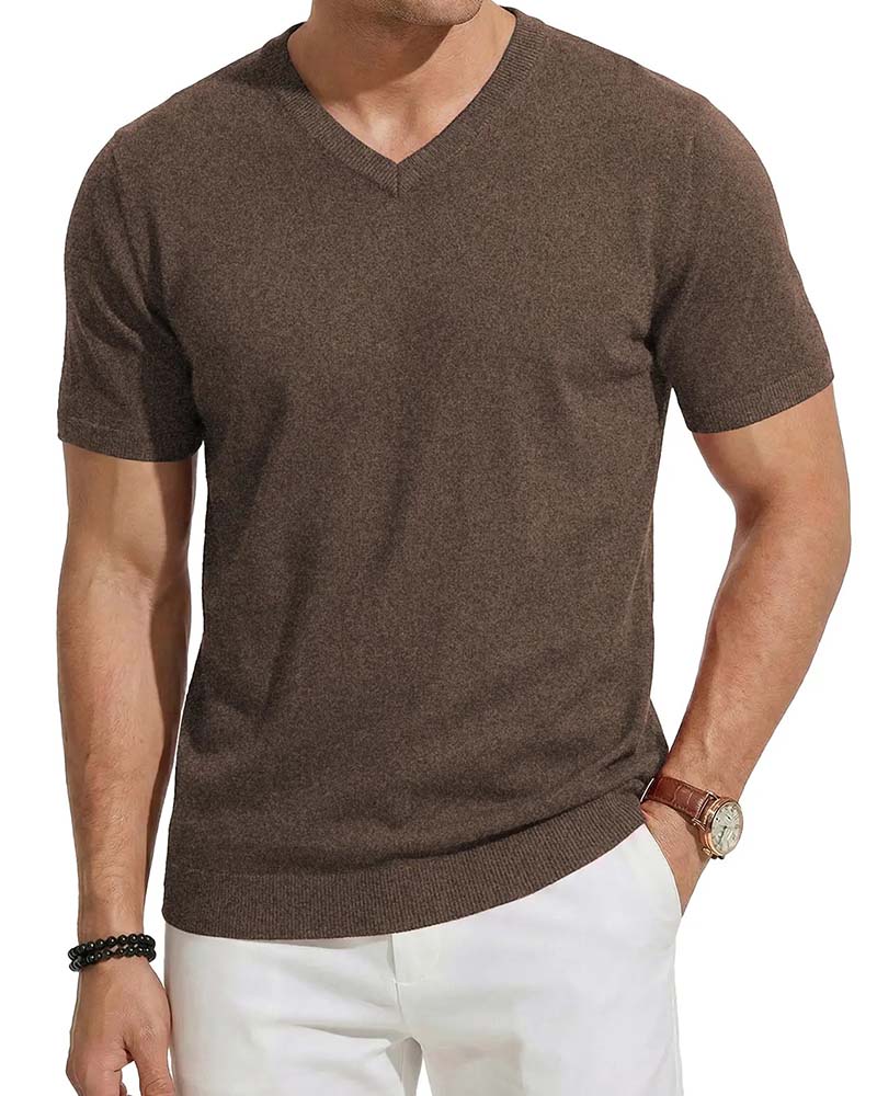 Pull Mini Col V Décontracté Unie