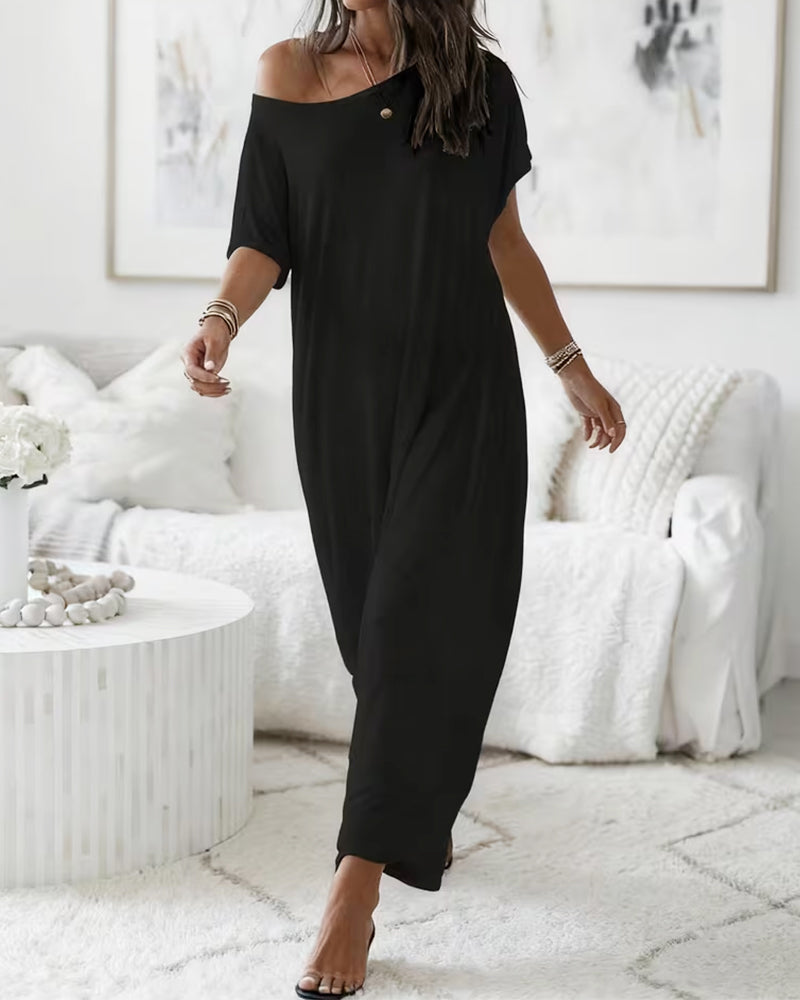 Robe Unie Longue Décontractée