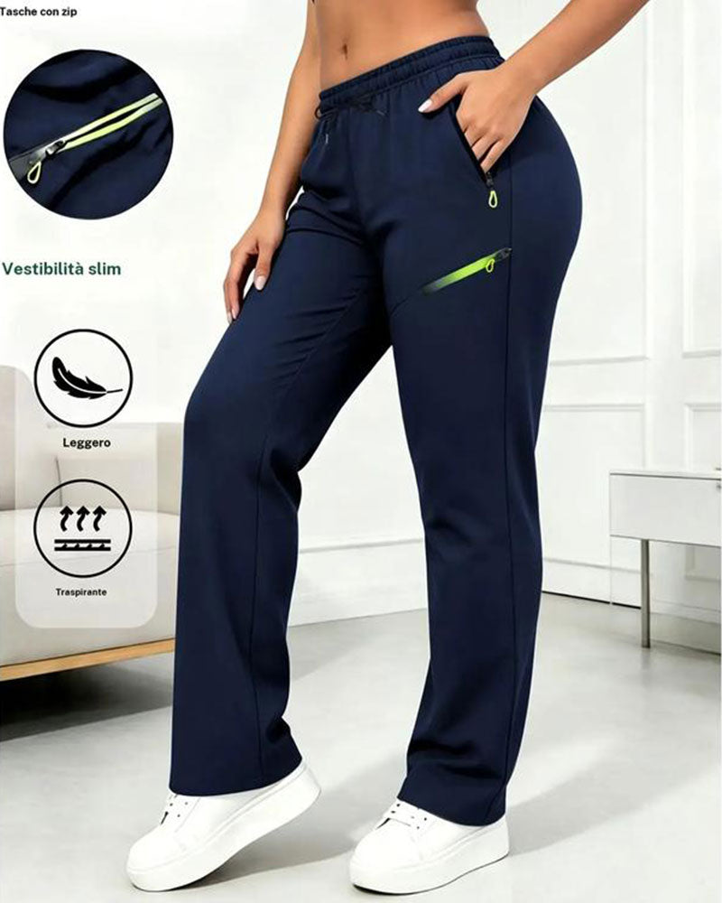 Pantalon Fermeture Éclair Pochette Jambe Droite