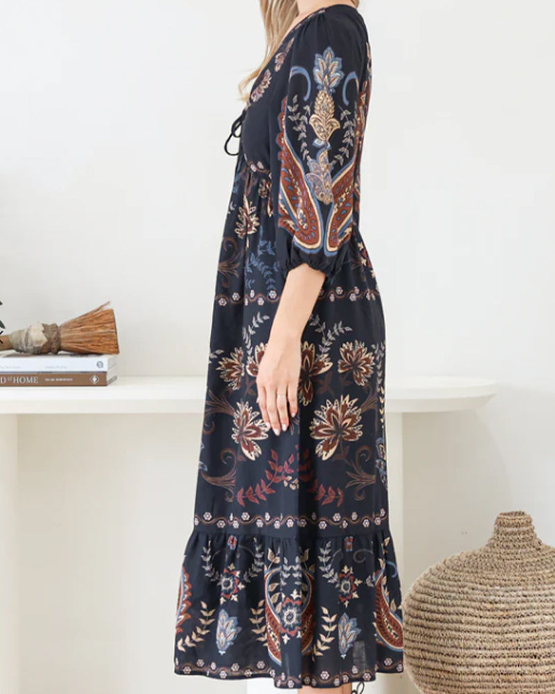 Robe Col V Manche Ballon
