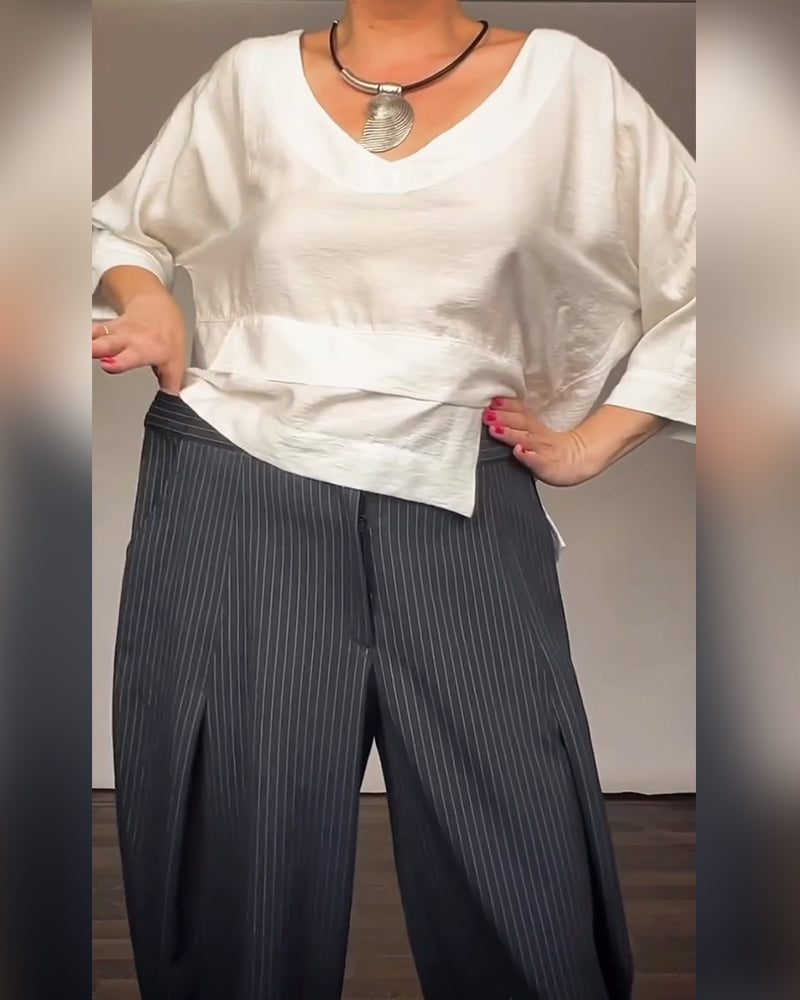 Pantalons Casuals Avec Des Rayures Rétro