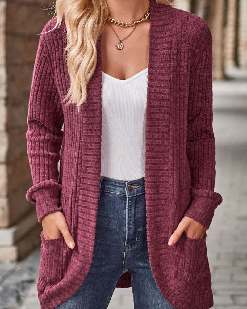 Manteau Brossé Décontracté Manche-Longue