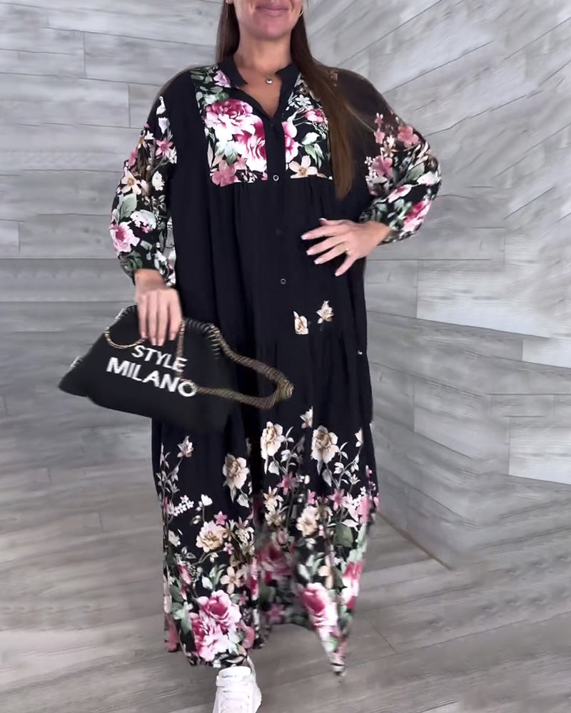 Robe Imprimé Fleuri Décontractée Manches Lanternes