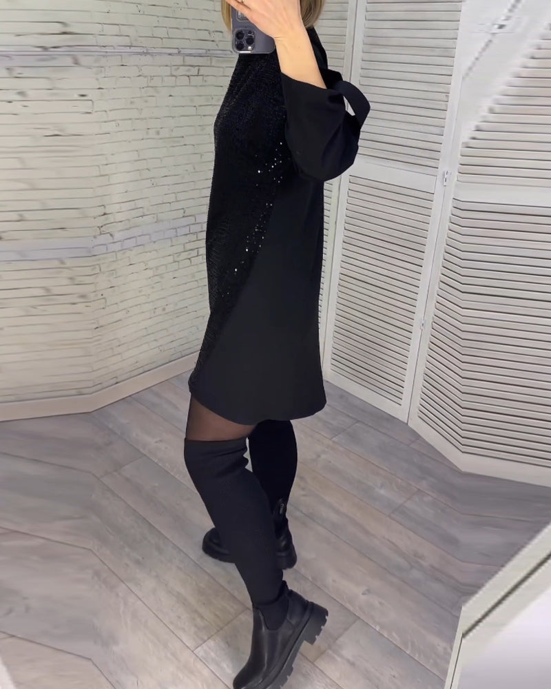 Robe à manches froncées et sequins