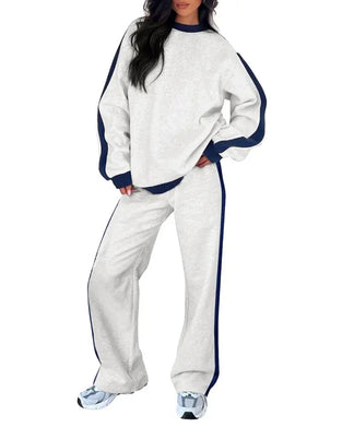 Ensemble Côté Bloc De Couleur Col Rond Sweatshirt