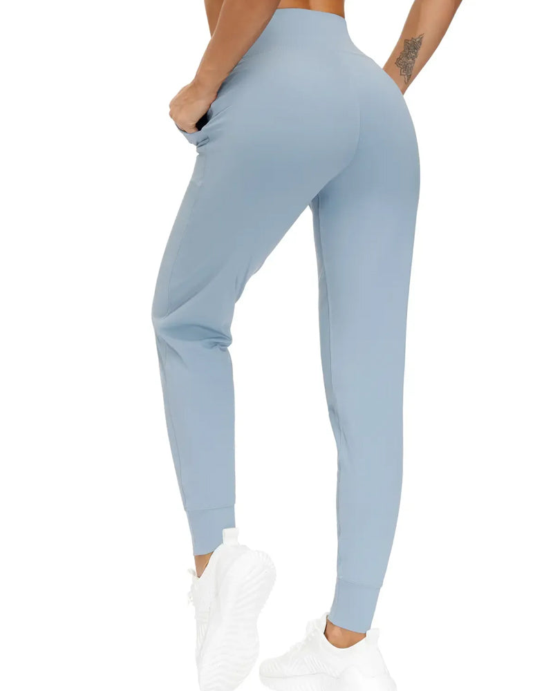 Pantalon Taille Haute Poche Unie Long