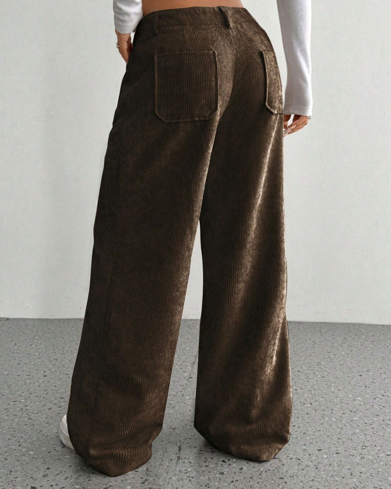 Pantalon Devant Dos Poche Unie Jambe Droite Long