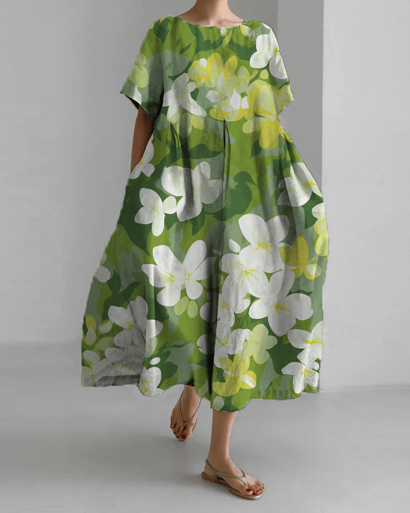 Robe ample imprimée à manches courtes