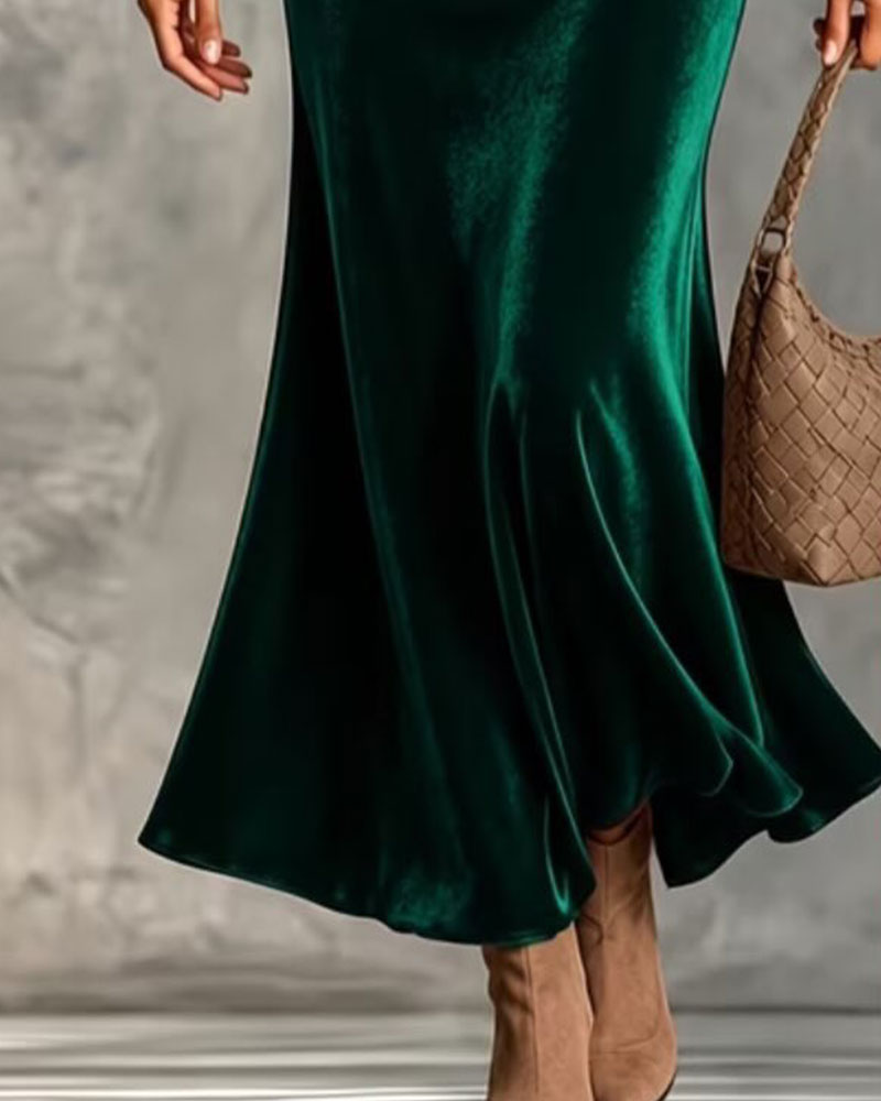 Robe Col Haut Chauve-Souris Manches Courtes Queue De Poisson