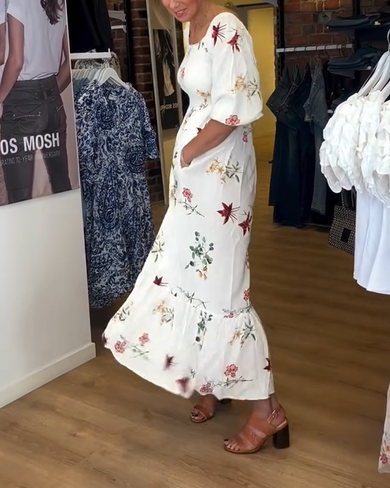 Robe Col Large Imprimé