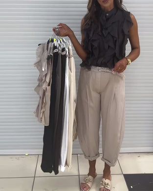 Tank Top Designer Ruffle Sans Manches