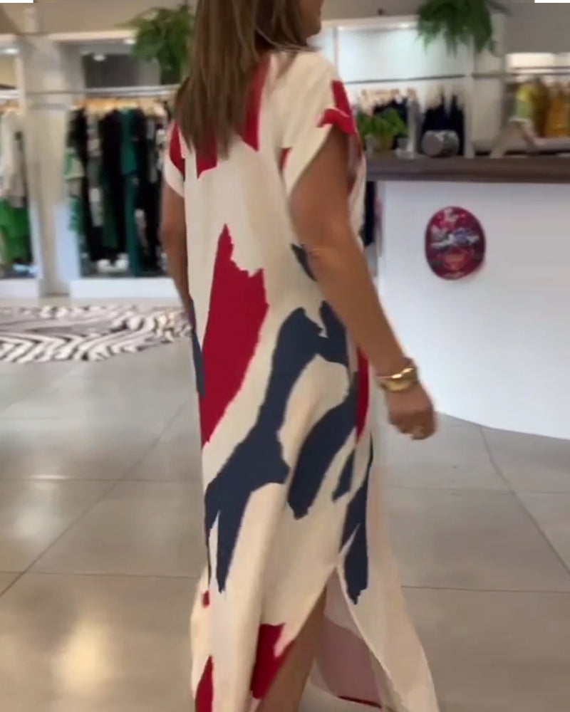 Robe À Manches Courtes Imprimée