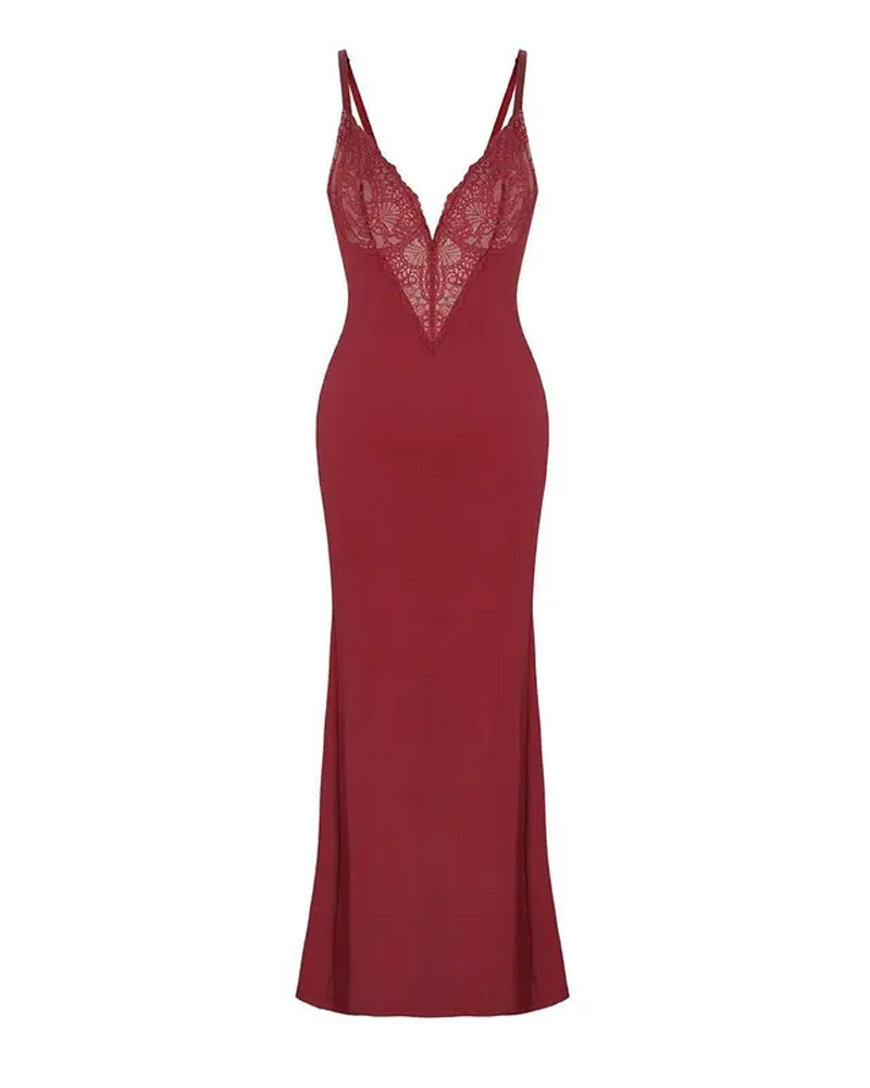 Robe Maxi À Bretelles En Dentelle