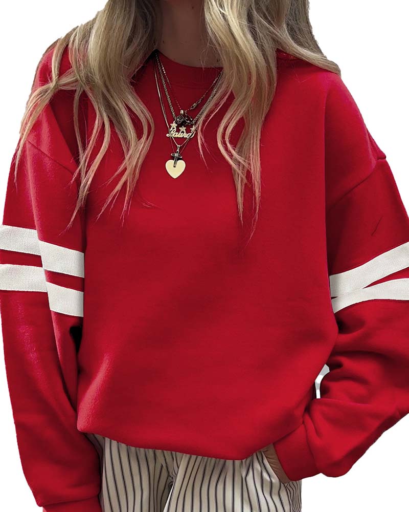 Sweatshirt Col Rond Manches Longues Color-Block