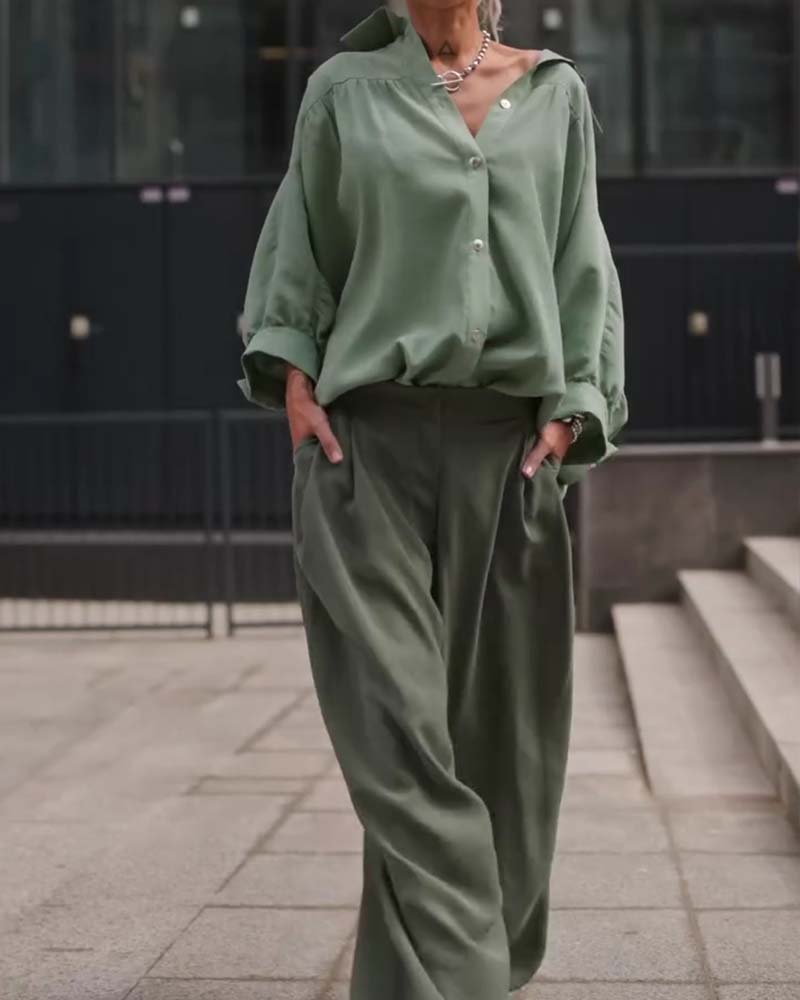 Chemise Décontractée Uni Manches Longues