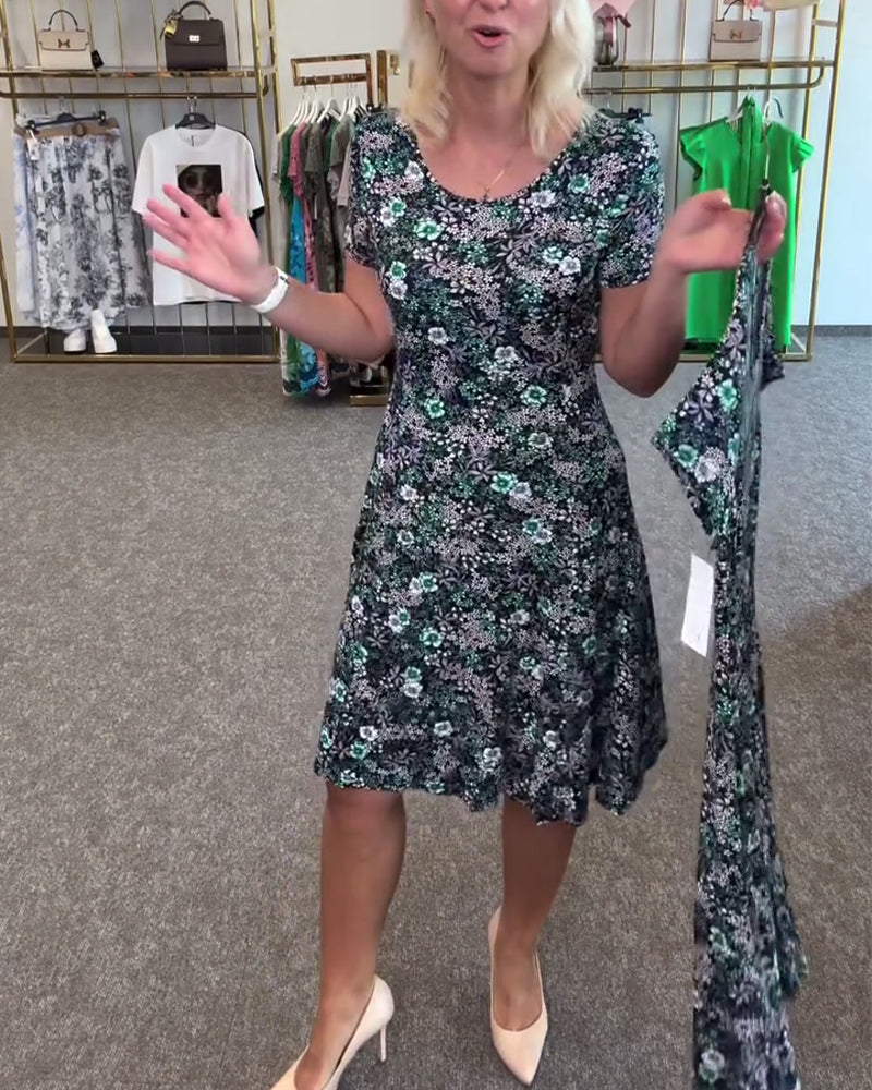 Robe Élégante Taille Fine Imprimée