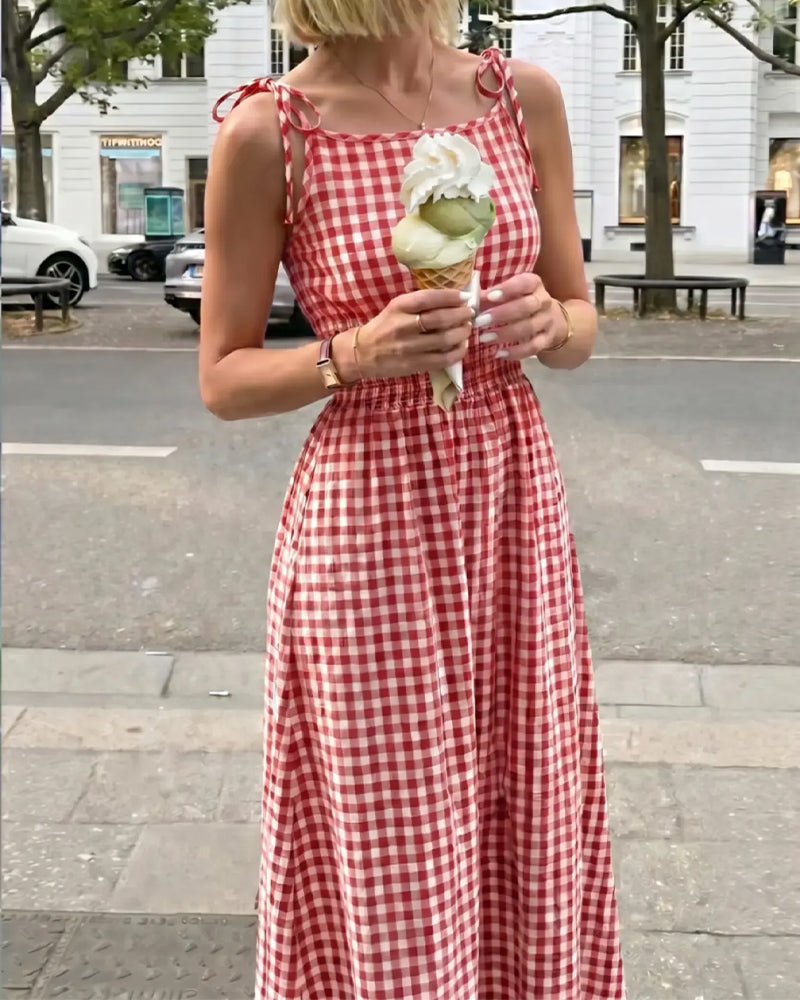 Robe Lacet Écossais Bretelle Ligne A