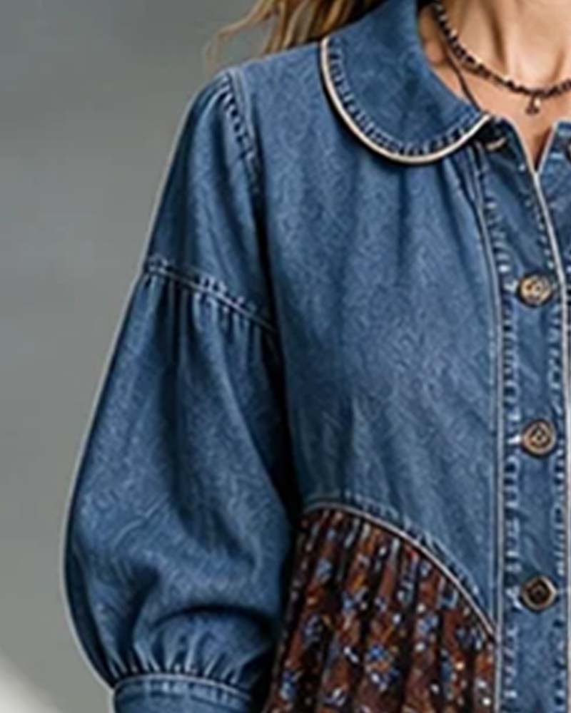 Robe Col Chemise Patchwork